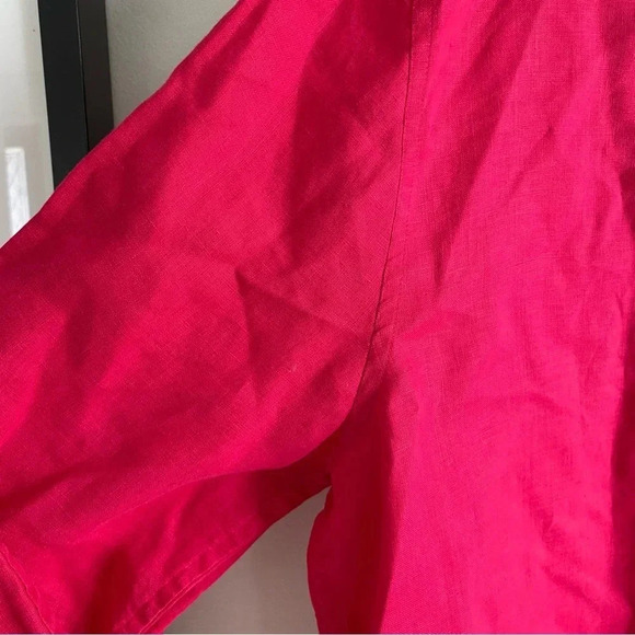 CHICO’S 100% Linen Dark Pink Button  Down Shirt Size 2 - Picture 9 of 12
